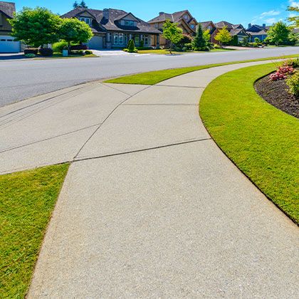 Sidewalk in suburb